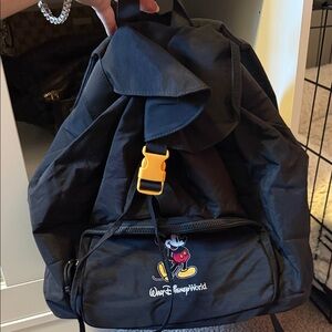 Vintage Disney Black Backpack with Mickey Mouse Embroidery